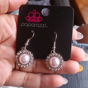 Baby Pink Pearl Paparazzi Fish Hook Earrings